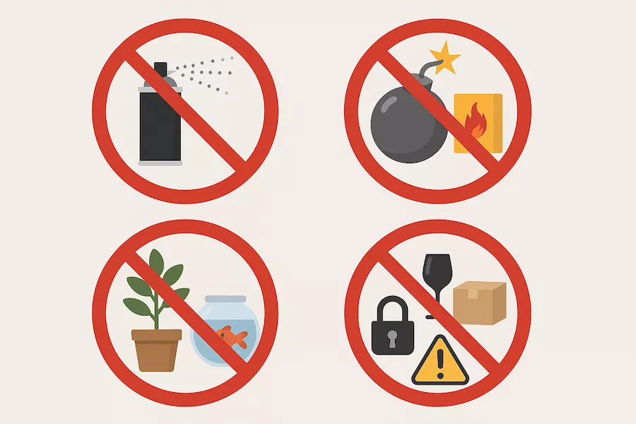 Symboler för förbjudna och känsliga föremål vid flytt med flyttfirma